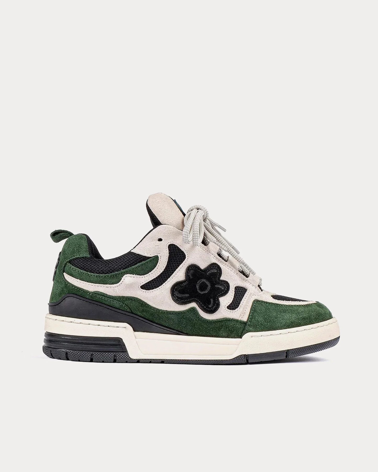 FLOWERED SHOES FOREST GREEN